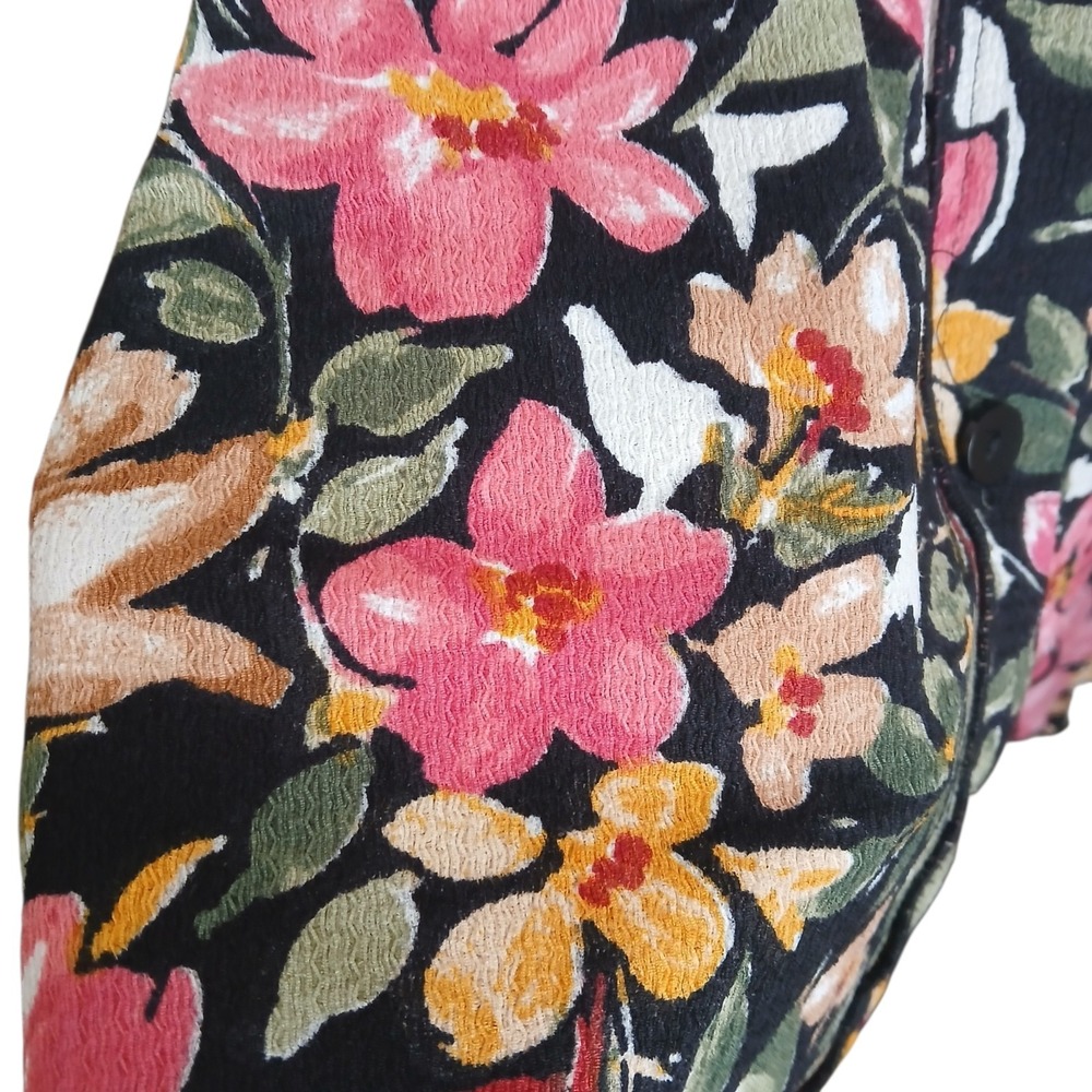 Zadie B's Floral Tunic Top High Low Button Front Brown Lace Modest Boho Shirt S - Picture 6 of 10